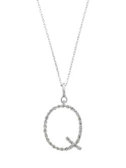 E.W Adams 9ct White Gold Diamond Initial Pendant, Q