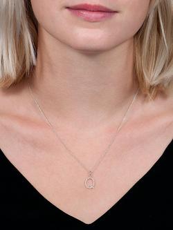 E.W Adams 9ct White Gold Diamond Initial Pendant - view 2, Q