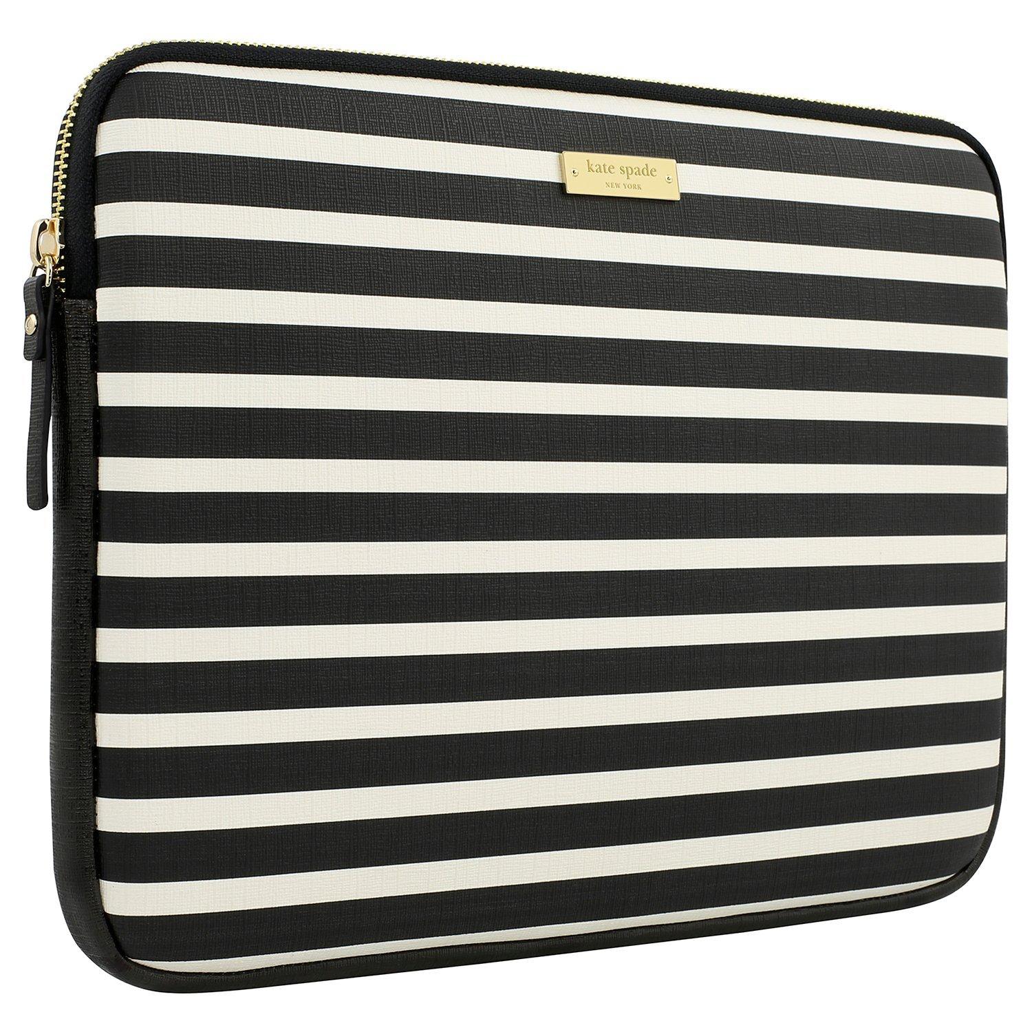 kate spade new york Stripe Monochrome 13 Laptop Sleeve Black White