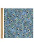 Peter Horton Textiles Peacock Print Fabric, Blue