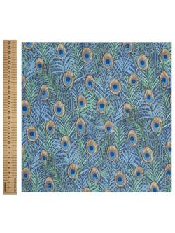 Peter Horton Textiles Peacock Print Fabric, Blue, Blue