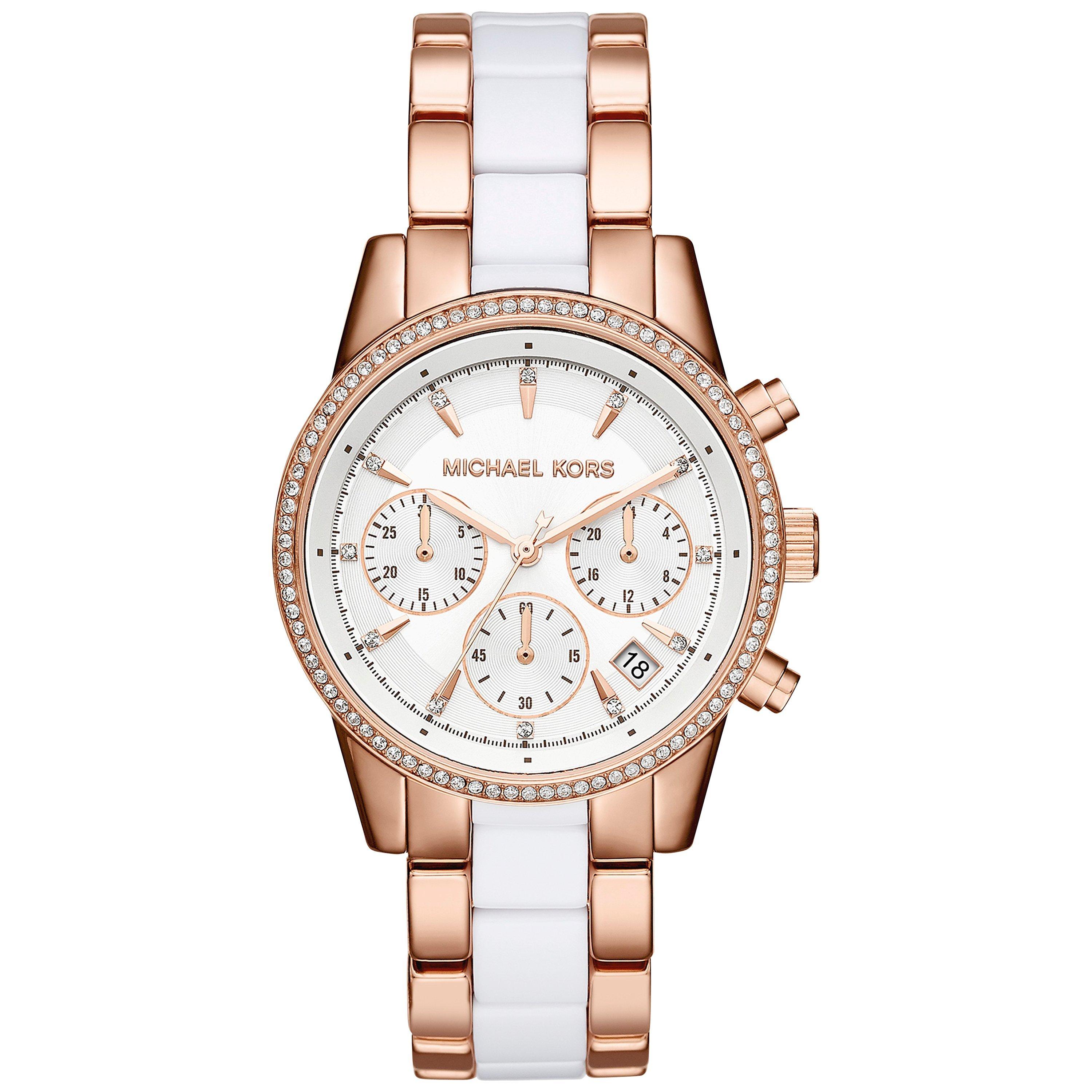 Michael kors gold and white watch sale