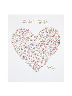 Woodmansterne Heart Full Of Flowers Wonderful Wife Birthday Card, 