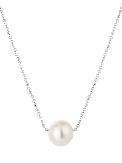 Claudia Bradby Essential Moving Freshwater Pearl Chain Necklace, White, Silver