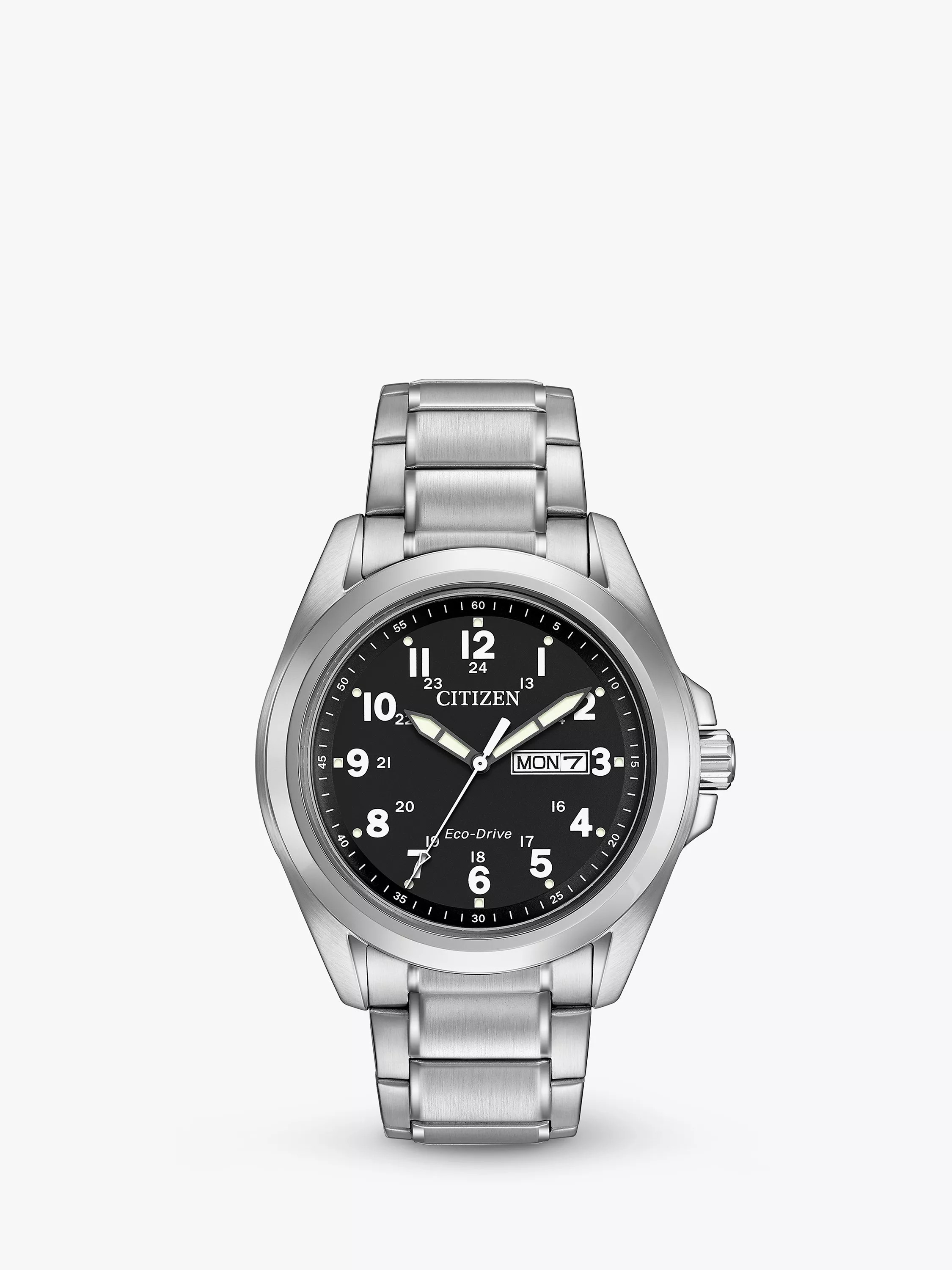 Citizen AW0050 82E Men s Sport Day Date Bracelet Strap Watch Silver Black