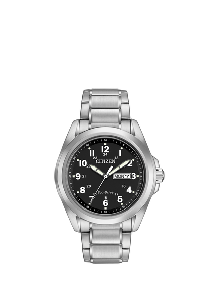 Citizen AW0050-82E Men's Sport Day Date Bracelet Strap Watch, Silver/Black, Silver/Black