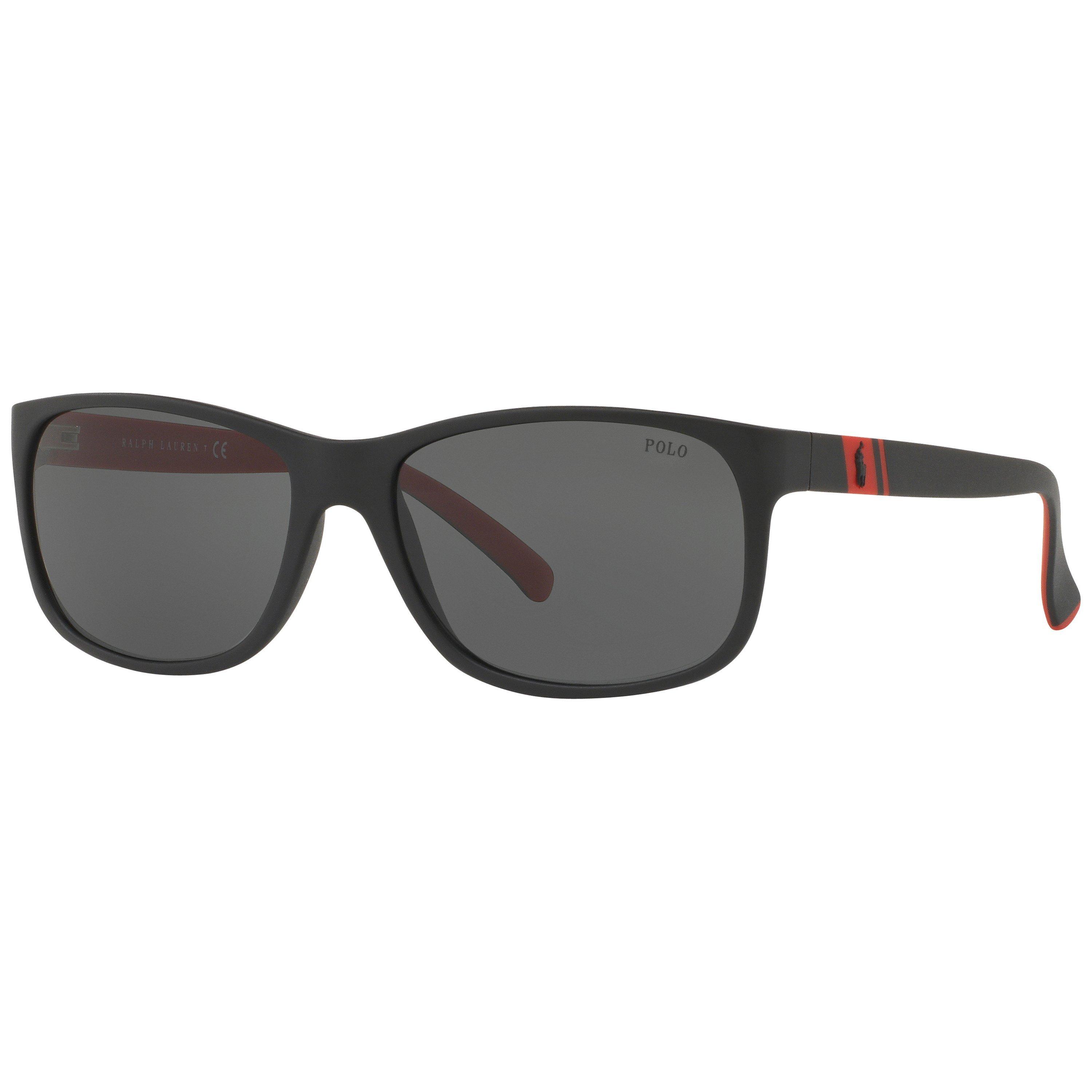 Polo Ralph Lauren PH4109 Men's Oval Sunglasses, Black/Red