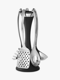 Robert Welch Signature Stainless Steel Utensil Stand, 6-Piece, Silver/Black