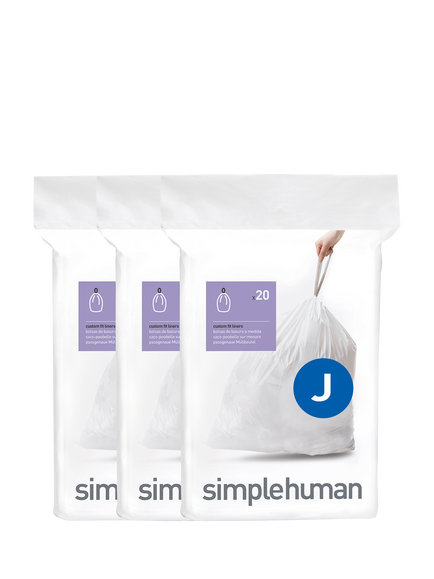 simplehuman Bin Liners, Code J, Pack of 60, White