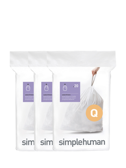 Simplehuman Bin Liners, Code Q, Pack of 60, White