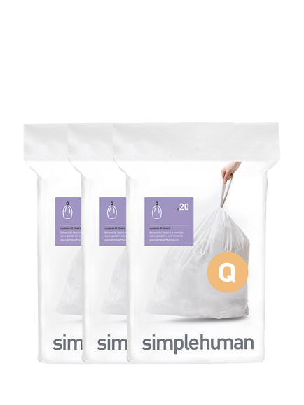 Simplehuman Bin Liners, Code Q, Pack of 60, White