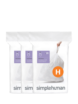 Simplehuman Bin Liners, Code H, Pack of 60, White