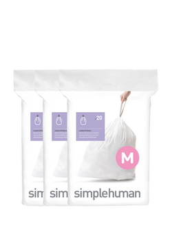 Simplehuman Bin Liners, Code M, Pack of 60, White