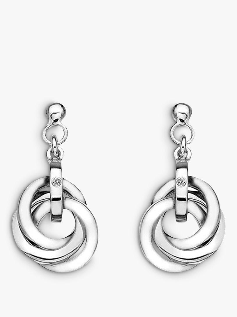 Hot Diamonds Trio Drop Earrings, Silver