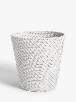 John Lewis Modern Country Rattan Waste Paper Bin, White, White