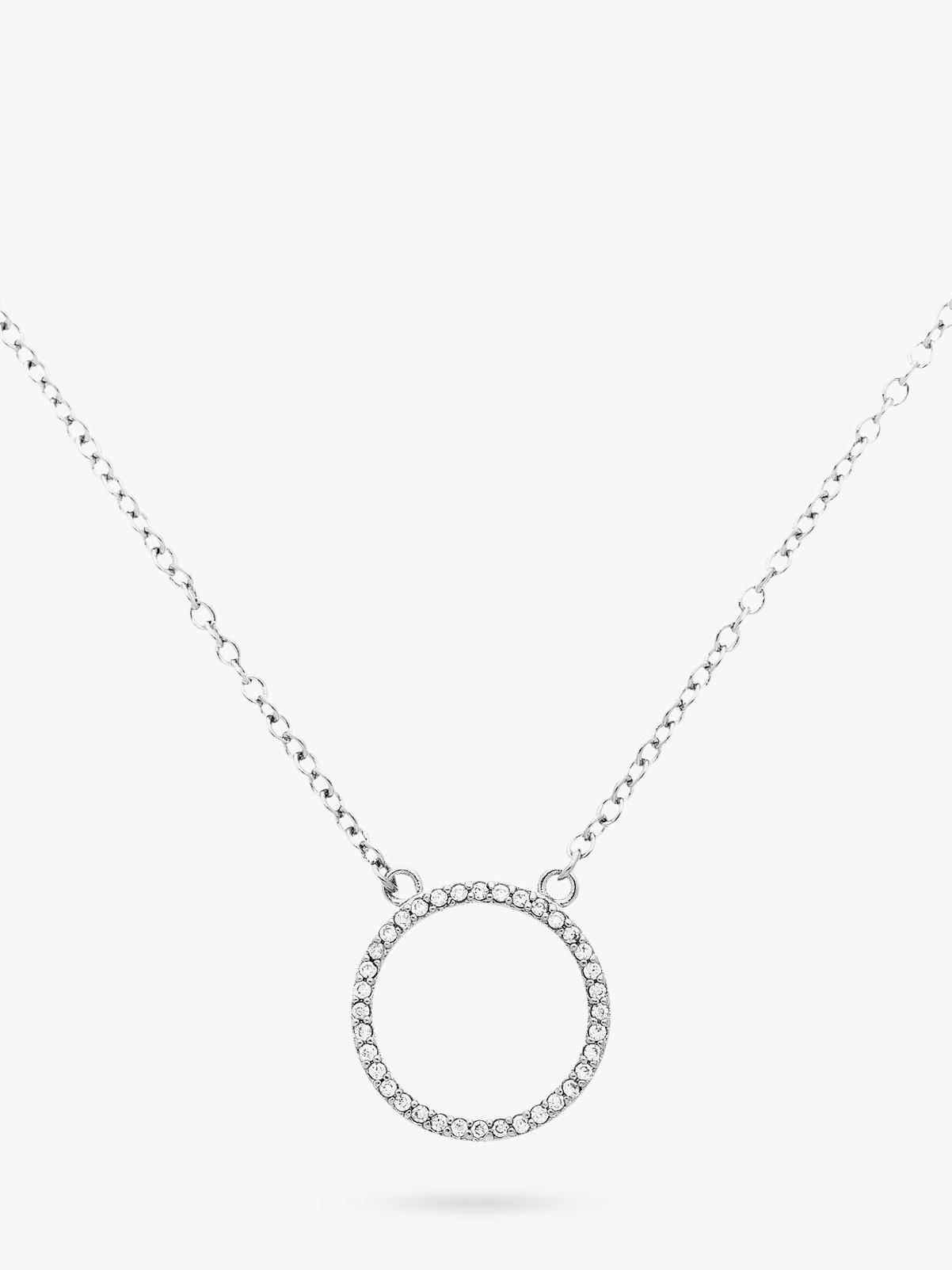 Melissa Odabash Glass Crystal Circle Pendant Necklace, Silver