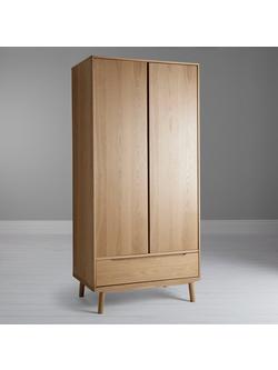 John Lewis Bow Double Wardrobe & Drawer, Natural - view 2, Natural Natural
