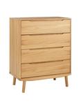 John Lewis Bow 4 Drawer Chest, Oak