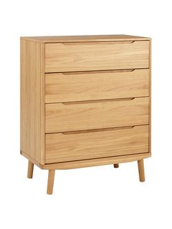 John Lewis Bow 4 Drawer Chest, Natural, Natural Natural
