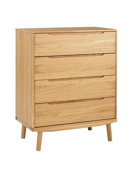 John Lewis Bow 4 Drawer Chest, Natural, Natural Natural