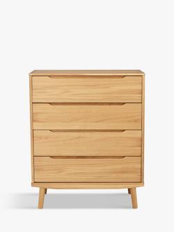 John Lewis Bow 4 Drawer Chest, Natural - view 2, Natural Natural