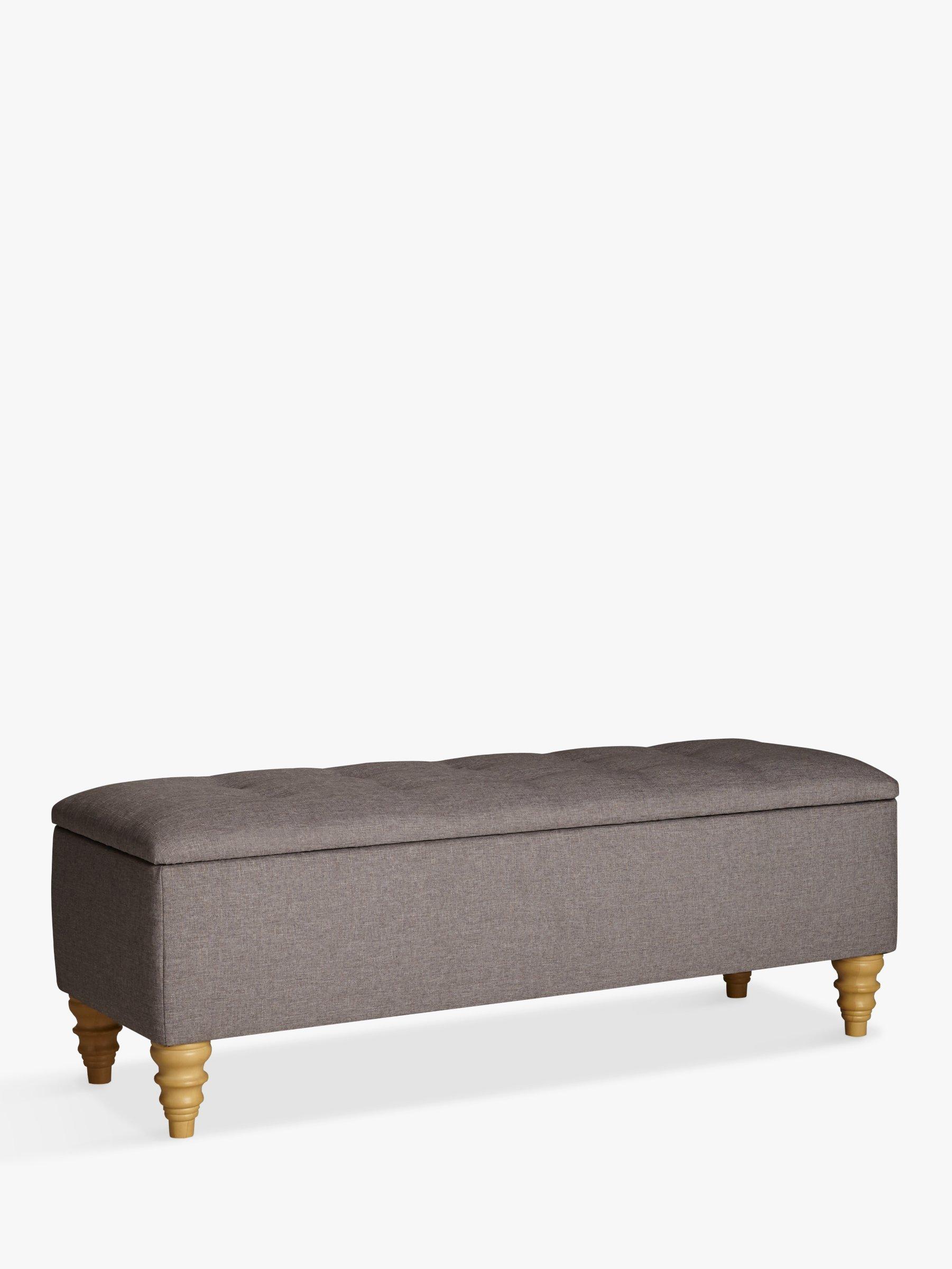 John Lewis & Partners Rouen Fabric Covered Ottoman Blanket Box, Grey