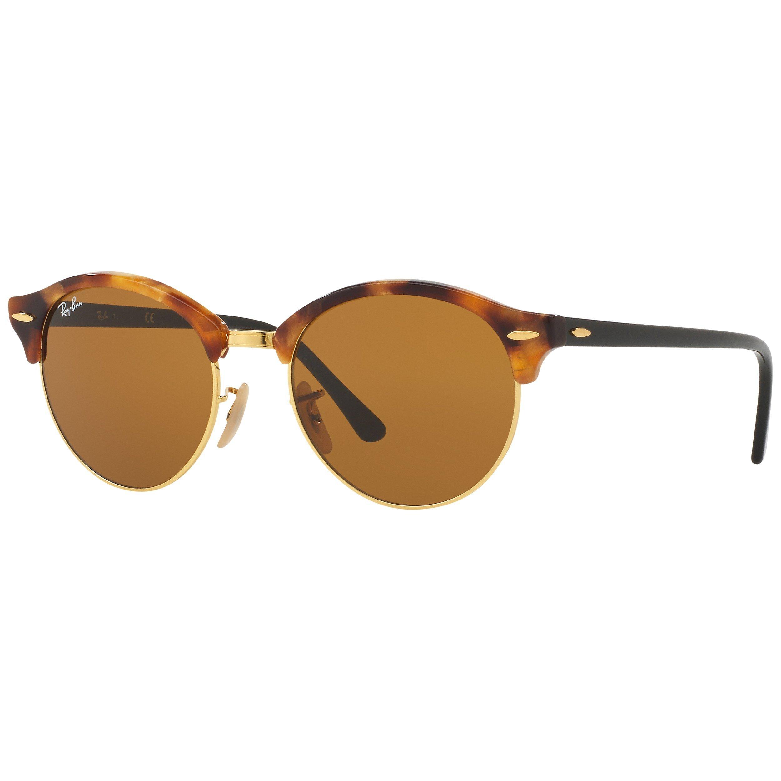 Product image 1 of 10, which shows Ray-Ban RB4246 Unisex Clubround Round Sunglasses, Dark Havana/Black