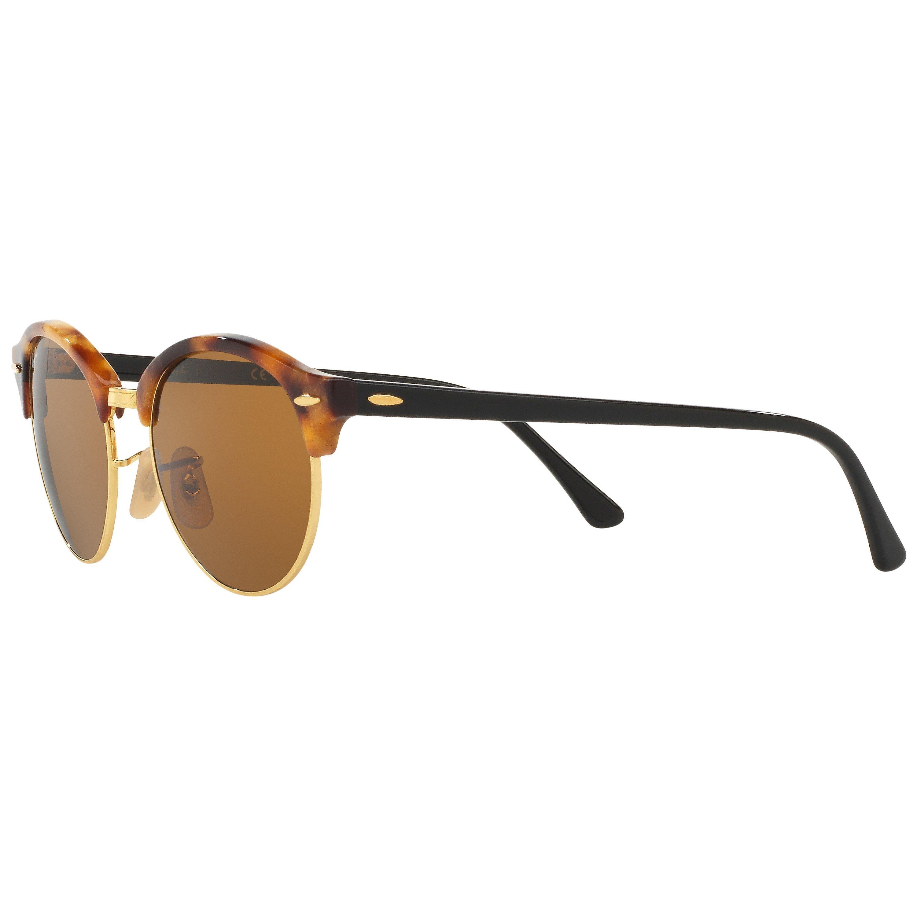 Product image 2 of 10, which shows Ray-Ban RB4246 Unisex Clubround Round Sunglasses, Dark Havana/Black