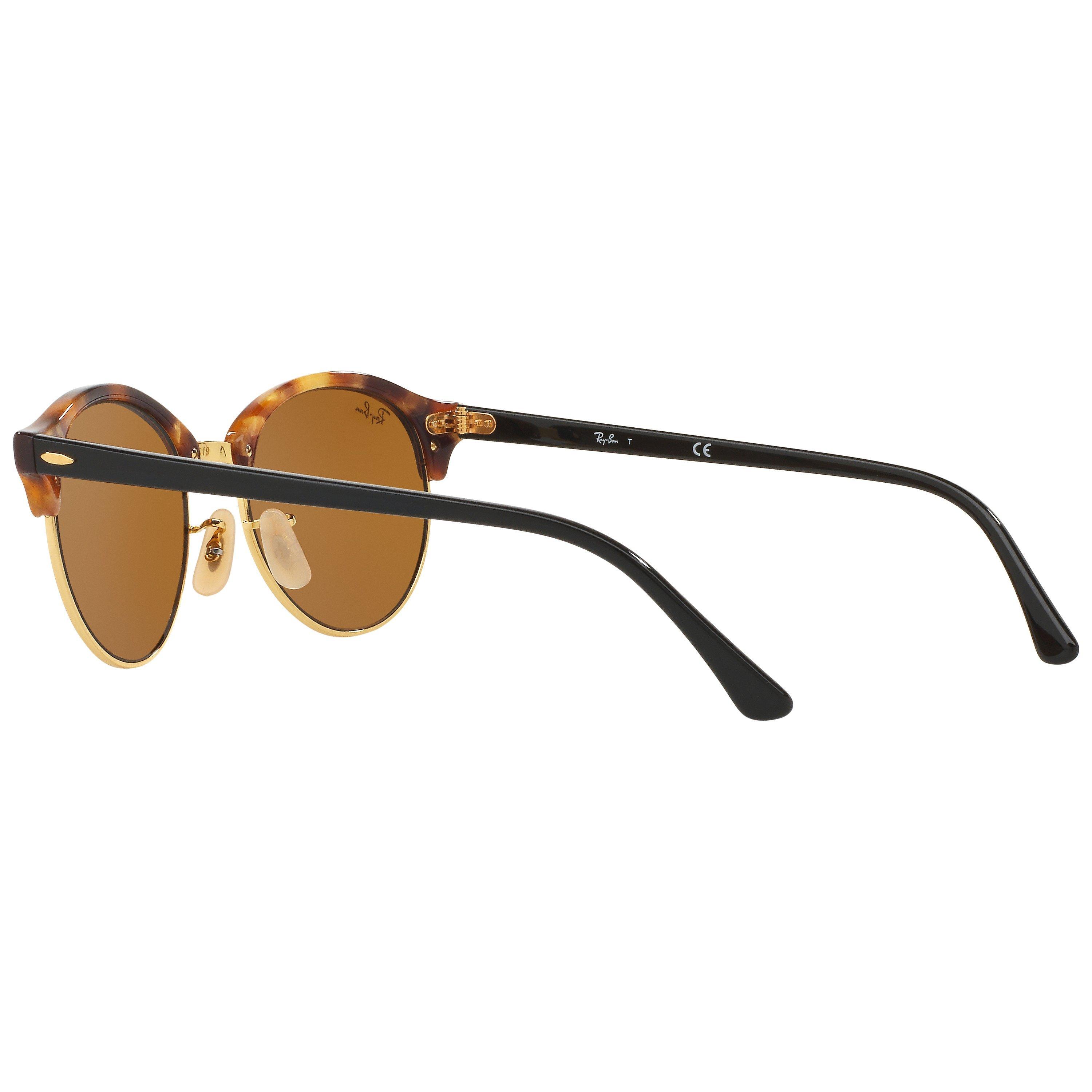 Product image 5 of 10, which shows Ray-Ban RB4246 Unisex Clubround Round Sunglasses, Dark Havana/Black