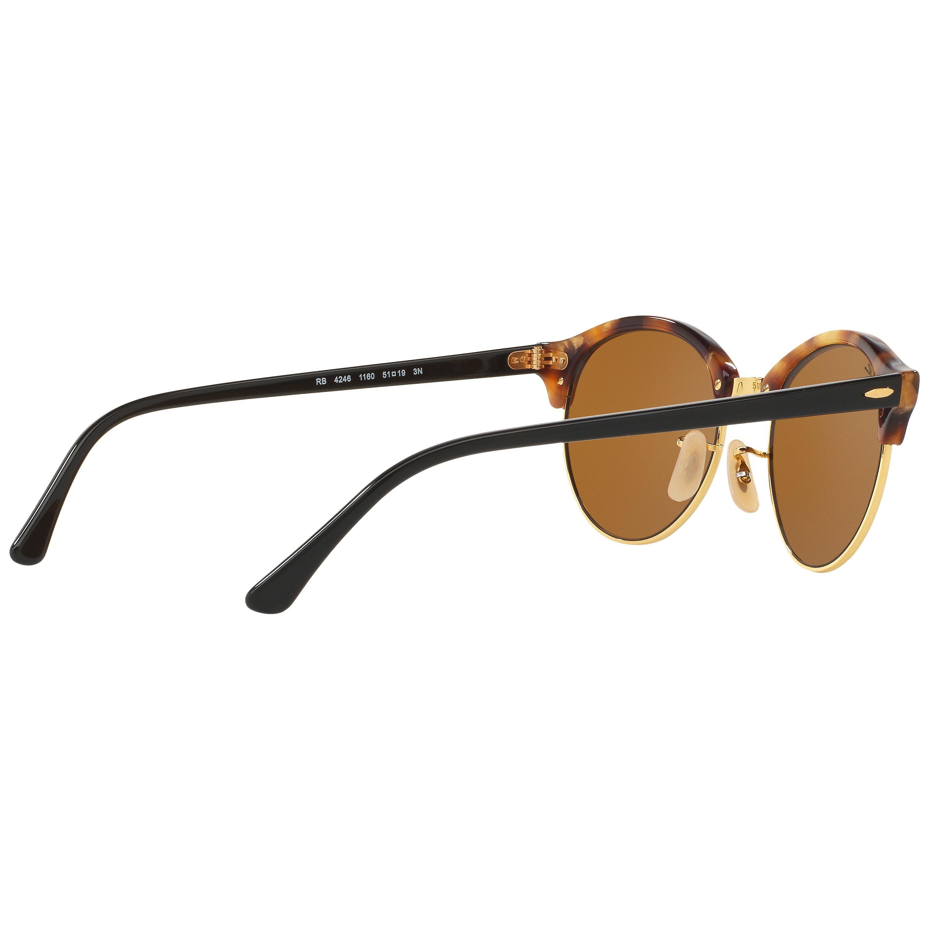 Product image 9 of 10, which shows Ray-Ban RB4246 Unisex Clubround Round Sunglasses, Dark Havana/Black