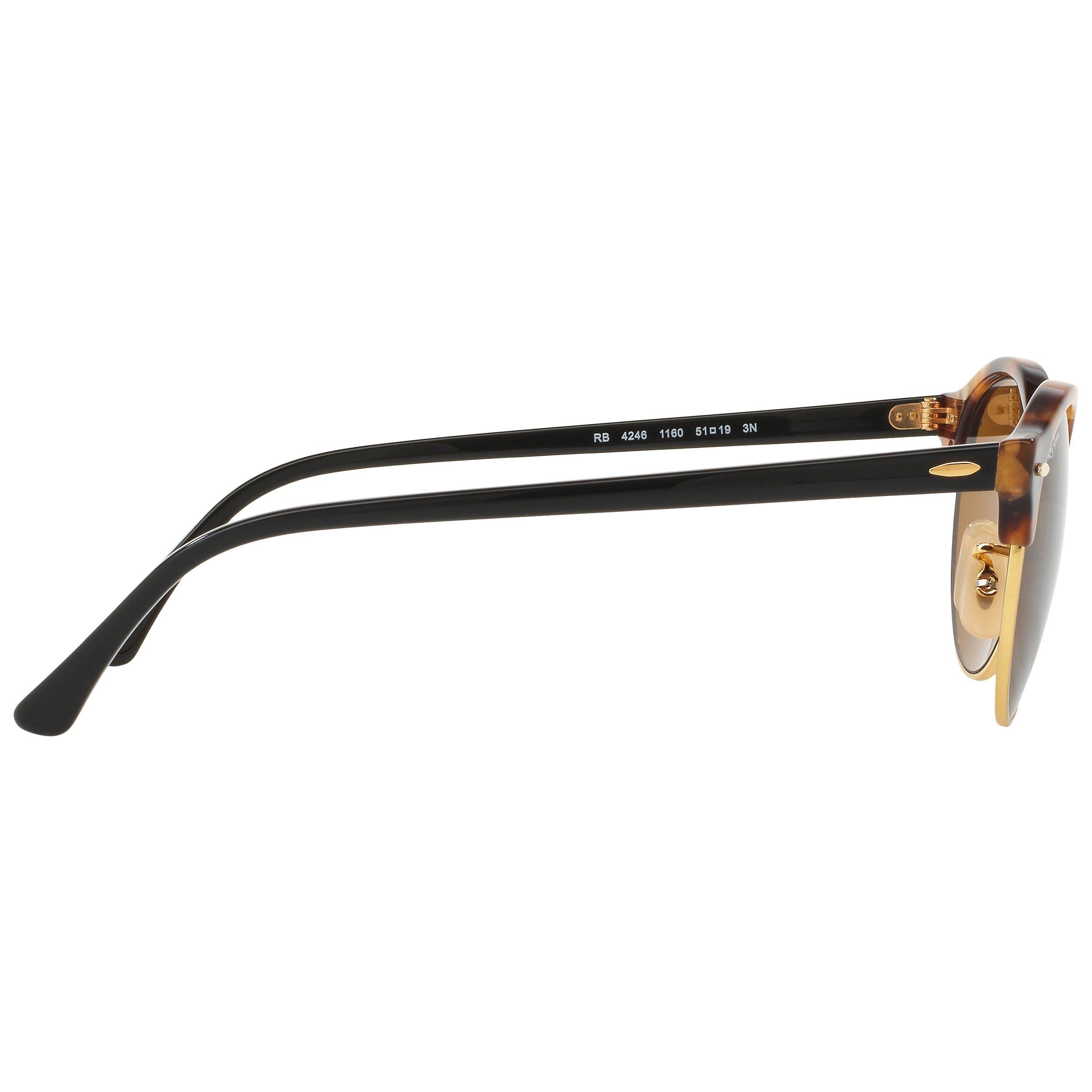 Product image 10 of 10, which shows Ray-Ban RB4246 Unisex Clubround Round Sunglasses, Dark Havana/Black