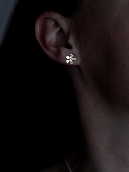 Nina B Satin Flower Stud Earrings, Silver - view 2, Silver