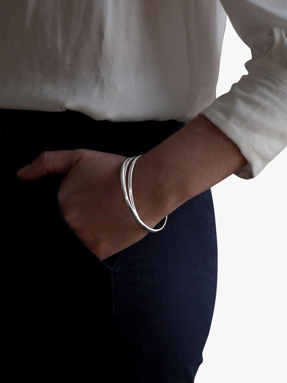 Product image 2 of 5, which shows Nina B Sterling Silver 3 Strand Russian Wedding Bangle, Silver