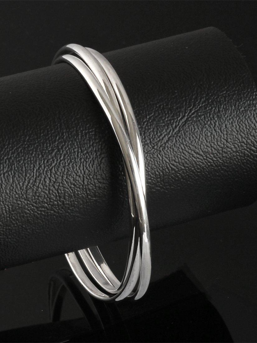 Product image 3 of 5, which shows Nina B Sterling Silver 3 Strand Russian Wedding Bangle, Silver