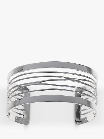 Nina B Slim Zig Zag Cuff, Silver, Silver