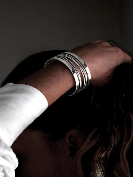 Nina B Slim Zig Zag Cuff, Silver - view 2, Silver