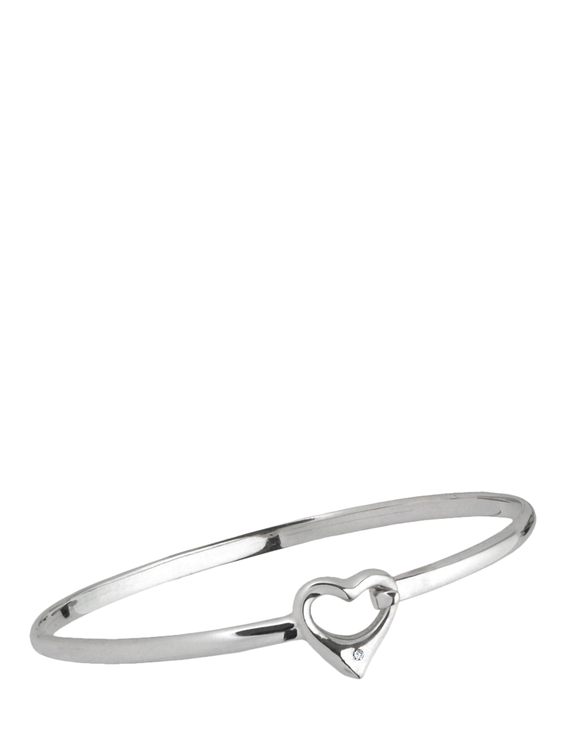 Product image 1 of 6, which shows Nina B Centre Heart Diamond Bangle, Silver