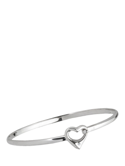 Nina B Centre Heart Diamond Bangle, Silver, Silver