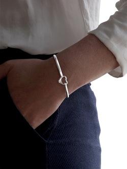 Nina B Centre Heart Diamond Bangle, Silver - view 2, Silver