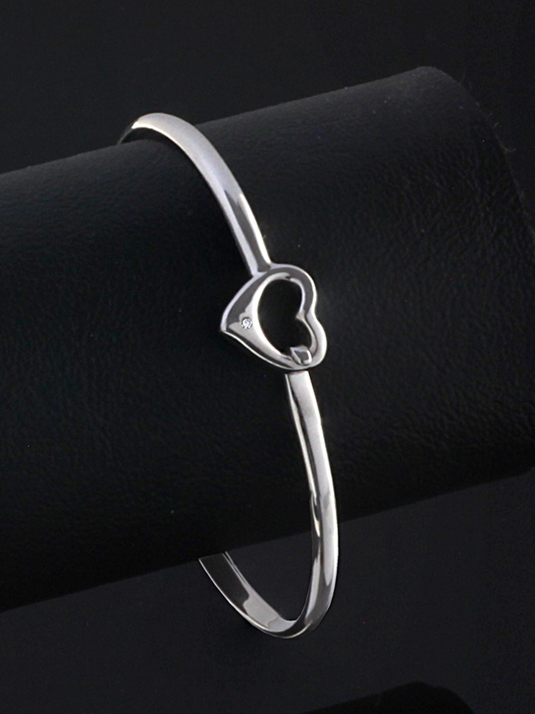 Product image 5 of 6, which shows Nina B Centre Heart Diamond Bangle, Silver