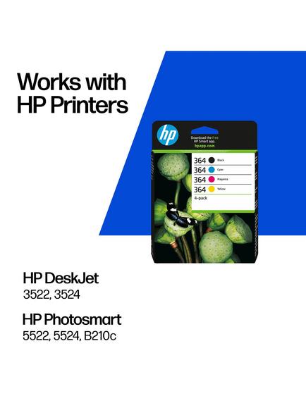 HP 364 Black, Cyan, Magenta & Yellow Multipack Original Ink Cartridges, Pack of 4 - view 2, Multi