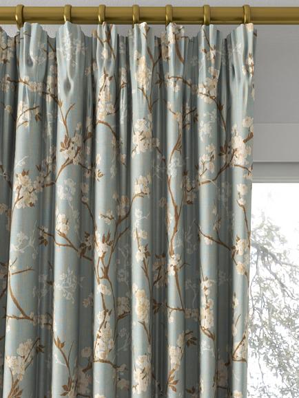 John Lewis Blossom Weave Made to Measure Curtains or Roman Blind, Duck Egg - view 2, Duck Egg