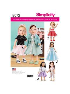 Simplicity Craft Doll Outfits Sewing Pattern, 8072, OS