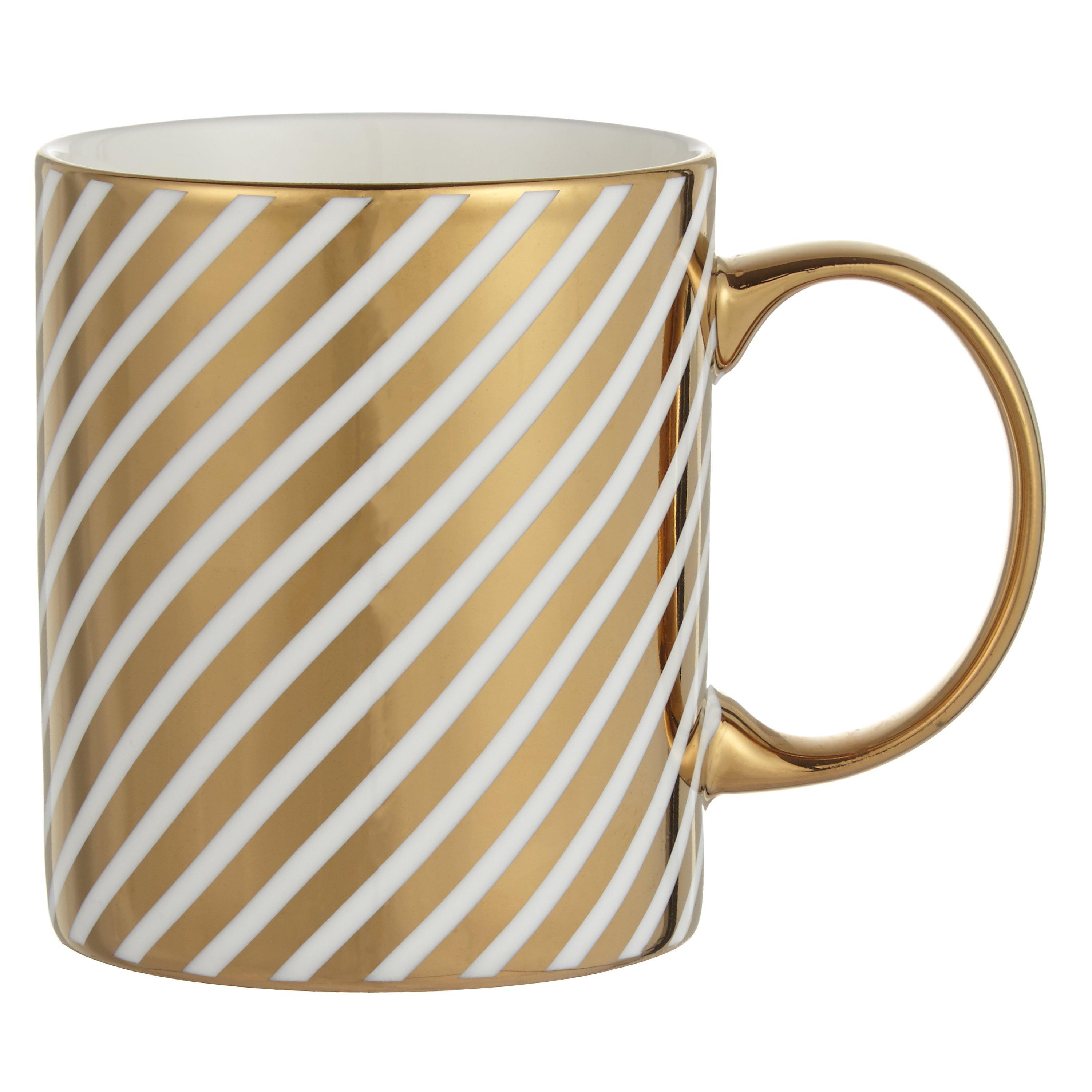 John Lewis & Partners Stripe Mug, Gold
