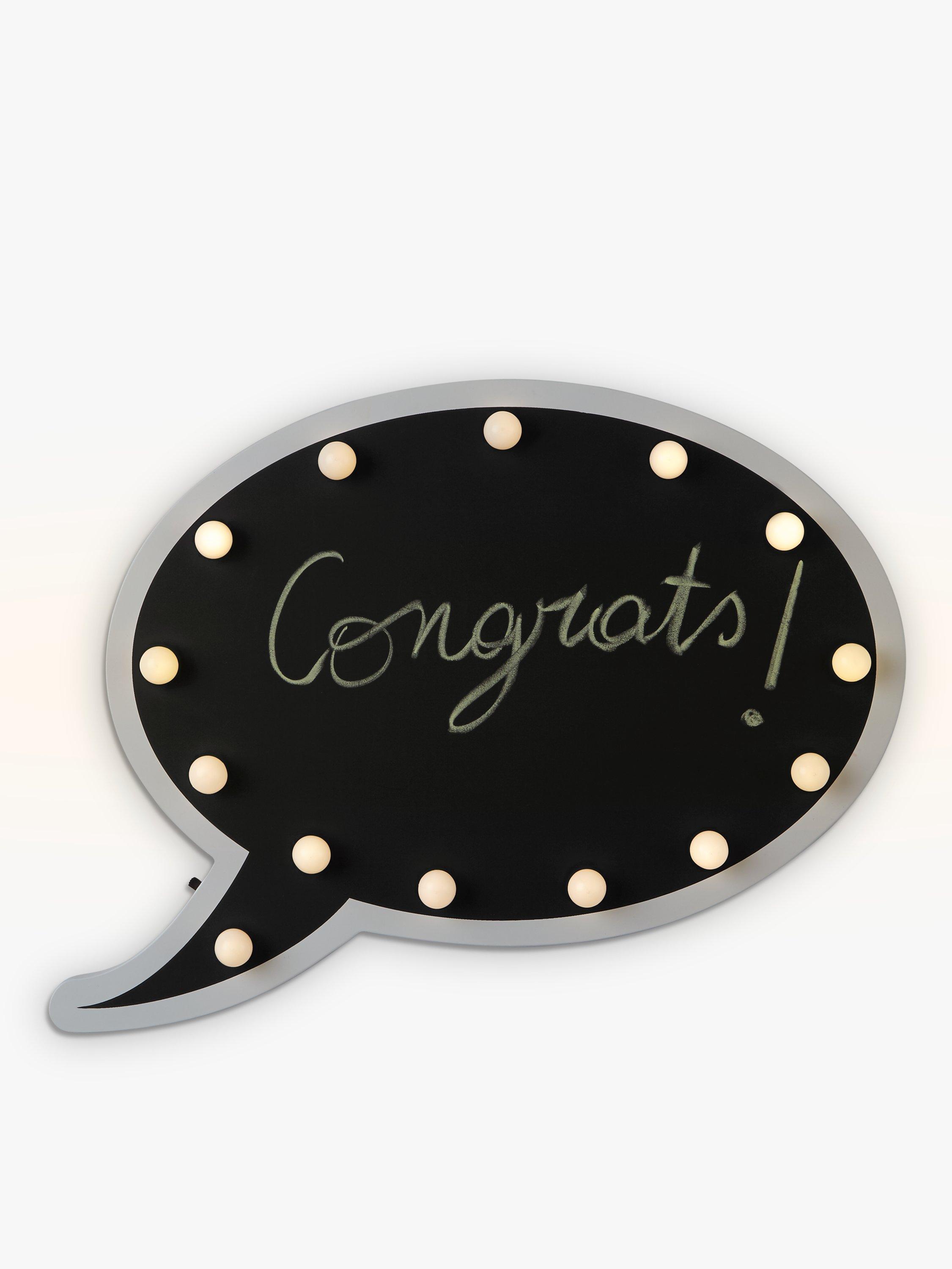 John Lewis & Partners Chalkboard Speech Bubble LED Table and Wall Light, Black