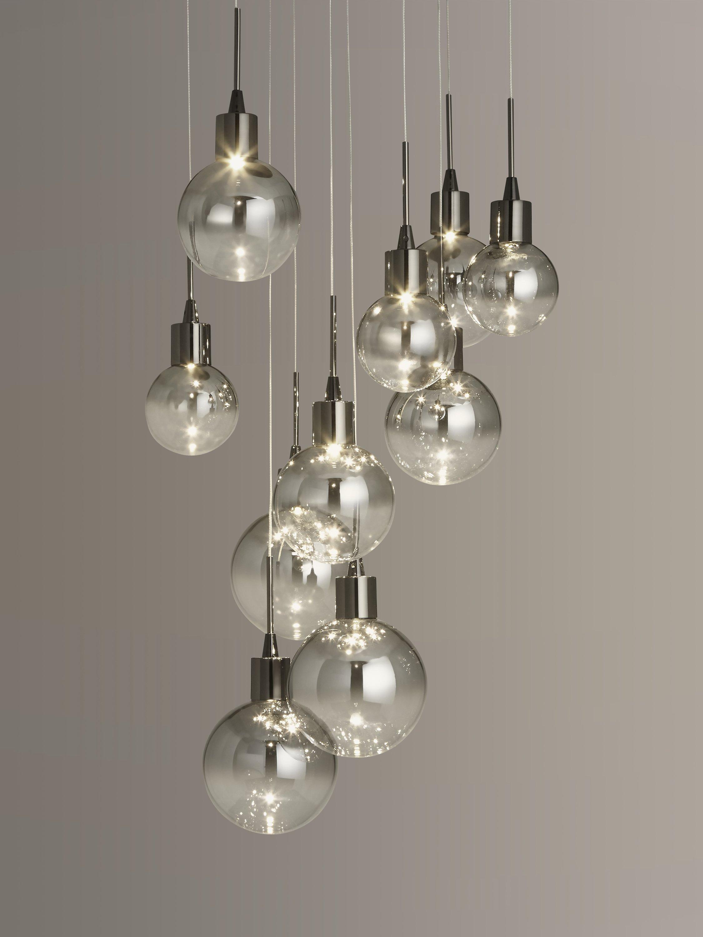 John Lewis Dano LED Ombre Glass Ceiling Light, 10 Light, Smoke