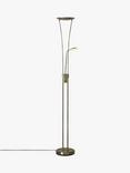 John Lewis Levity LED Uplighter/Reading Floor Lamp, Antique Brass