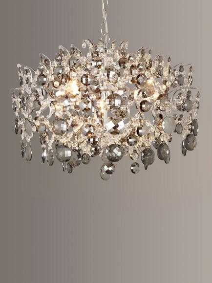John Lewis Paris Smoke & Clear Crystal Ceiling Light, Clear/Grey