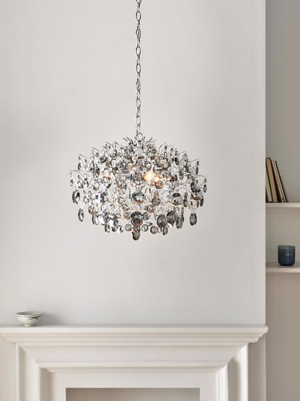 John Lewis Paris Smoke & Clear Crystal Ceiling Light - view 2, Clear/Grey