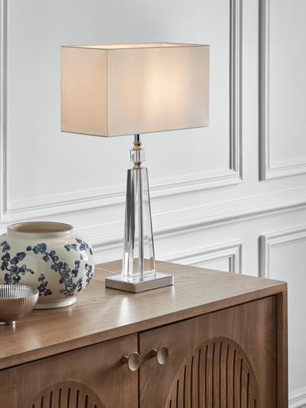 John Lewis Trisha Triangle Glass Table Lamp, Clear - view 2, Clear